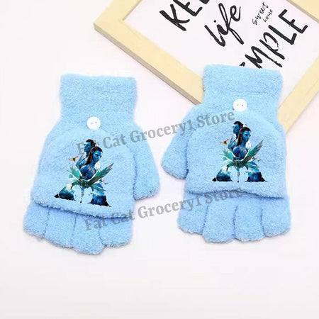 Avatar Fire and Ash Gloves Disneys Boy Winter Flip Cover Mittens Kids Outdoors Warm Cute Glove Children Clothes Accessories Gift