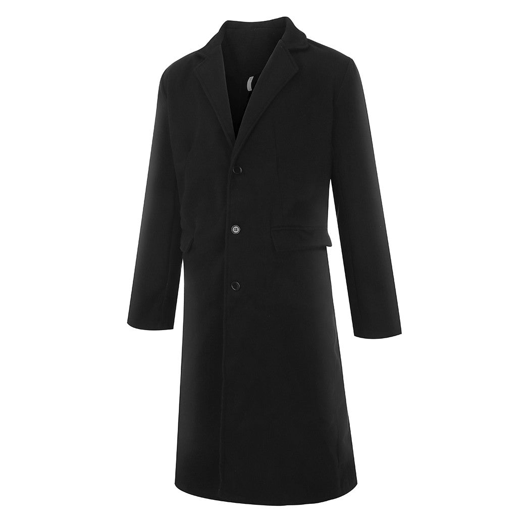 Korean Trend Men's Loose Casual Single-breasted Overcoat Autumn Winter Fashion New Long Sleeve Woolen Long Coat 2023
