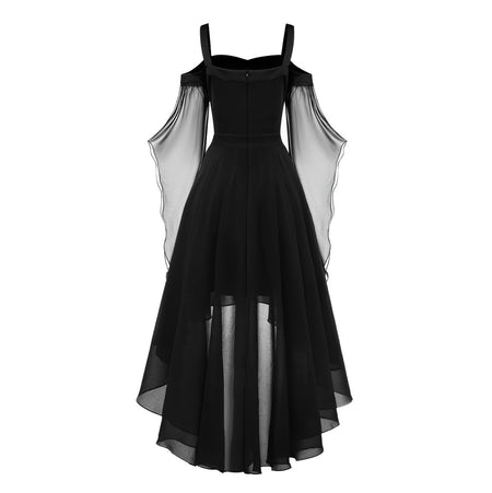 2024 New Women Fairy Skirt Plus Size Cold Shoulder Butterfly Sleeve Halloween Witch Gothic Dress Elegant Party Evening Dresses