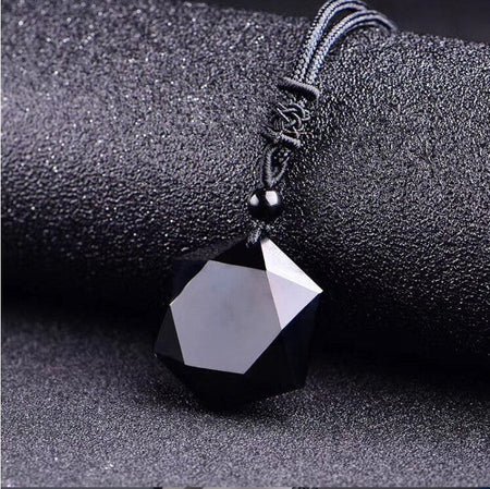 New Fashion Black Obsidian Pendant Necklace Obsidian Star Pendant Lucky Love Crystal Jewelry With Free Rope Drop shipping