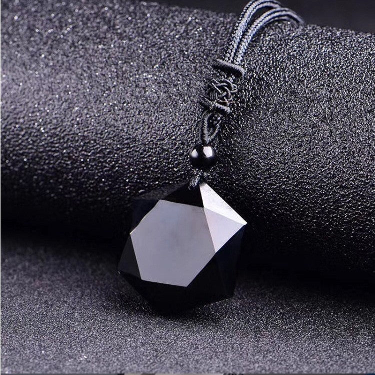 New Fashion Black Obsidian Pendant Necklace Obsidian Star Pendant Lucky Love Crystal Jewelry With Free Rope Drop shipping