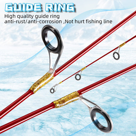 Sougayilang Ice Fishing Rod 2 Sections High Carbon Fiber Ice Rods with Power Two Rod Tips Max Drag 8Kg Fishing on The Ice
