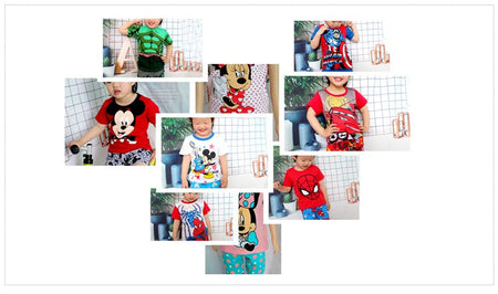 Hot Summer Pyjamas Suit Pink Minnie kids Sleepwear Boys Pijamas Cotton Nightwear Clothes Pajamas Sets