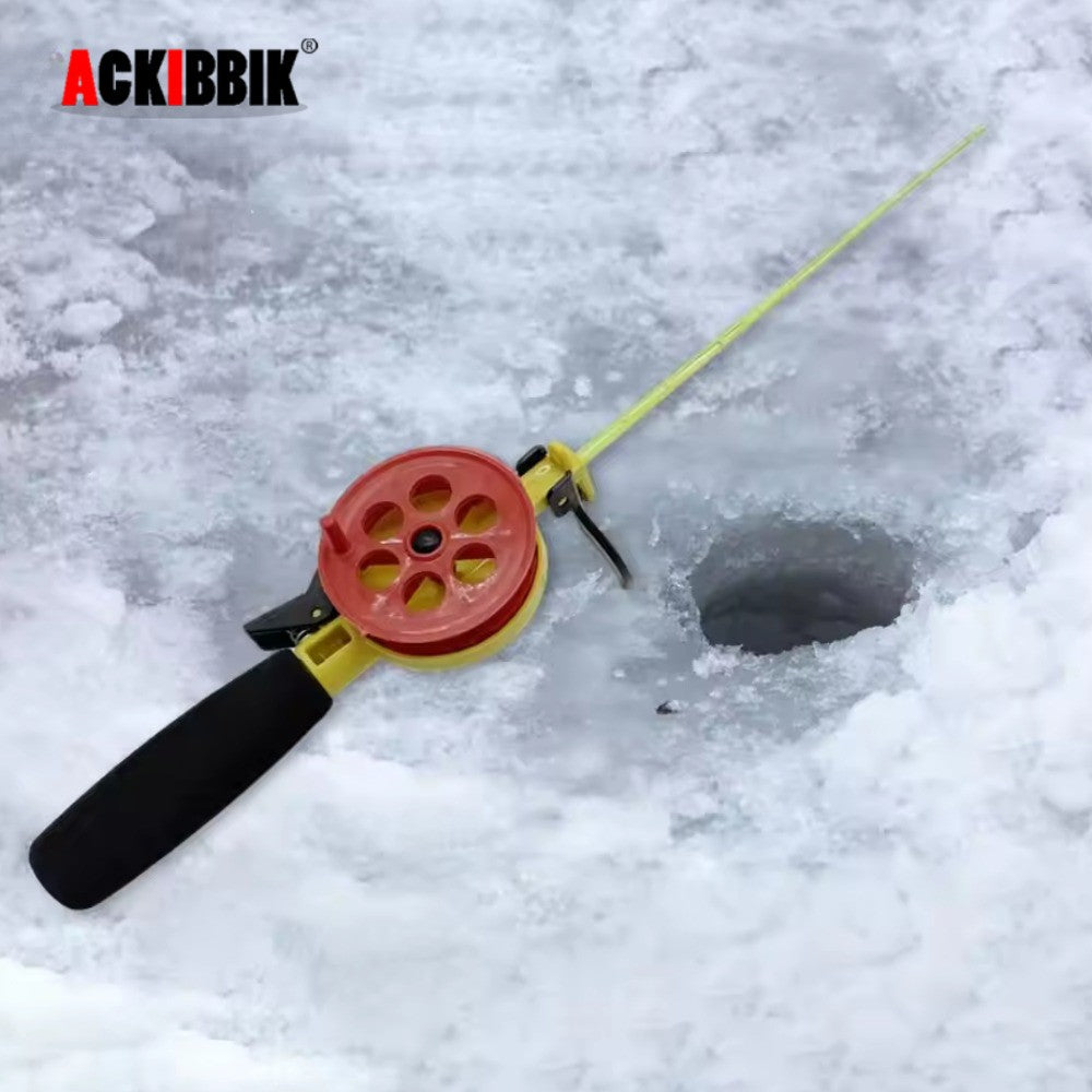 Ackibbik 1pc Ice Fishing Rod with Reel Combo Mini Fishing Pole Trout Walleye Perch Fishing Rod Winter Ice Fishing Accessories