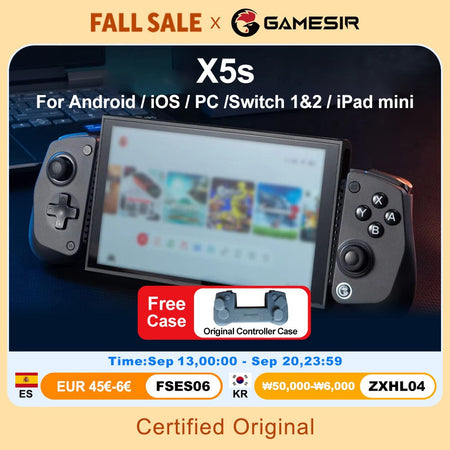 GameSir X5s Wireless Mobile Gaming Controller for Android iOS PC Gamepads Nintendo Switch 2/1 Controle 6-Axis Gyro HD Rumble