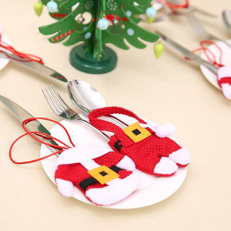 1/2/3 Set Christmas Cutlery Holder Utensil Bags Fork Spoon Pockets Tableware Silverware Xmas Pouch
