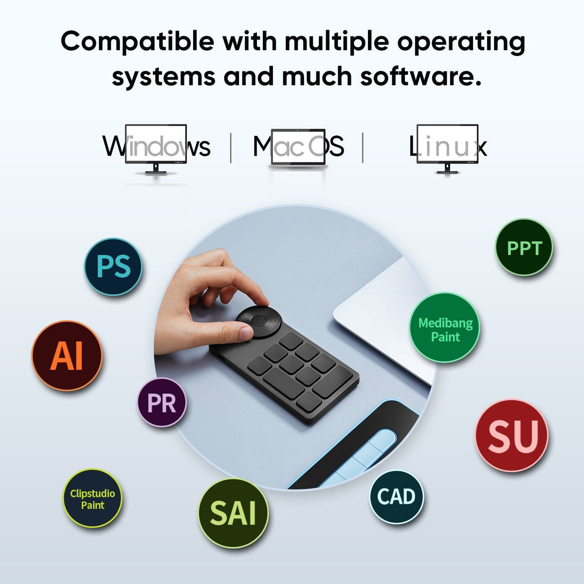 XPPen Wireless Shortcut Remote Express Key Bluetooth 5.0 Customizable shortcut keys for Graphic Tablet Pen Display Monitor
