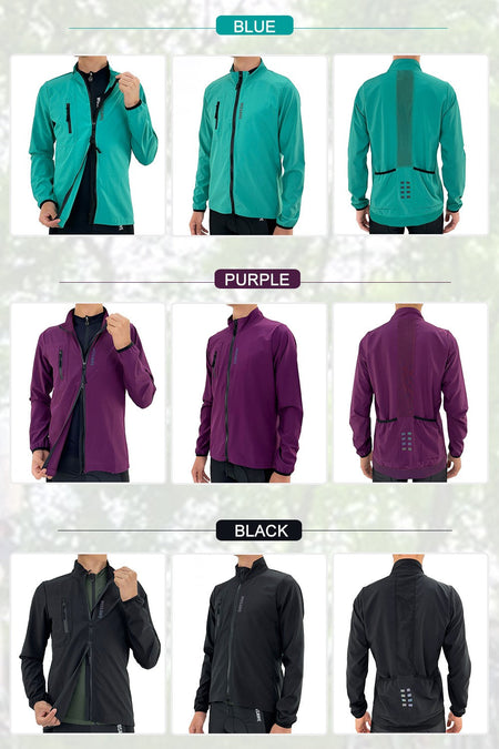 WOSAWE Mens Cycling Windproof Jacket Ultralight Windbreaker MTB Road Bike Vest Water Resistant Long Jersey with 2 way YKK zipper