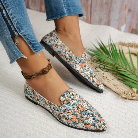Loafers Women's Flats Leopard Floral Print Pointed Toe Casual Women Shoes New Comfortable Walking Mujer Zapatos Footwear