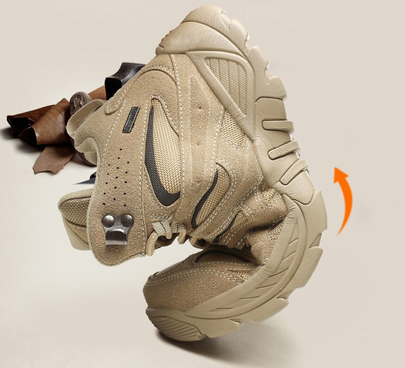 New Men High Quality Leather Boots Fishing Hunting Sneakers Desert Combat Men's Boots Outdoor Hiking Shoes Ankle Boots Work Safe