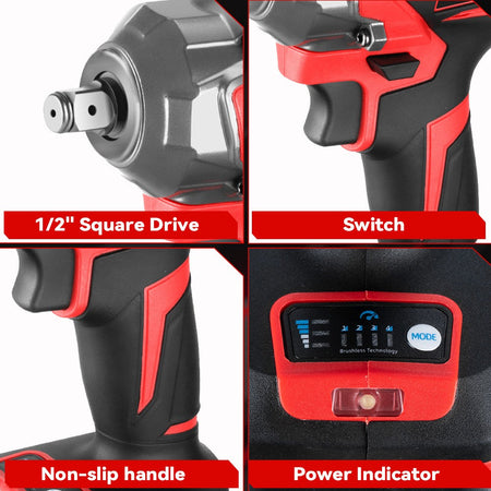 ONEVAN 1200W Brushless Cordless Electric Impact Wrench Portable Screwdriver Drill Repair Power Tool For Makita 18V Battery Pin