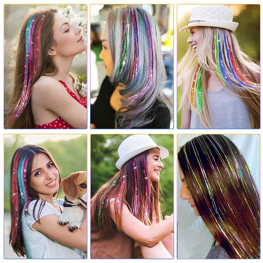 New Hair Tinsel Clip In Extensions Shiny Sparkle Hair Tinsel Glitter Fairy Hair Tinsel Kit Clip In Sparkle Hair Extension 19.5In