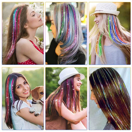 New Hair Tinsel Clip In Extensions Shiny Sparkle Hair Tinsel Glitter Fairy Hair Tinsel Kit Clip In Sparkle Hair Extension 19.5In