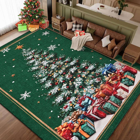 Christmas Rug Washable Non Slip Vintage Christmas Tree Living Room Entryway Mat Indoor for Bedroom Dining Room Playroom Carpet