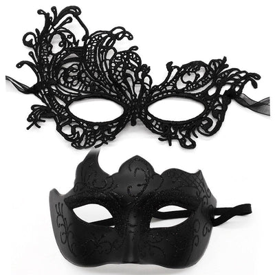 2Pcs Couples Gold Purple Black Blue Lace Masks Butterfly Venetian Face Cover for Mardi Gras Halloween Masquerade Party Costume