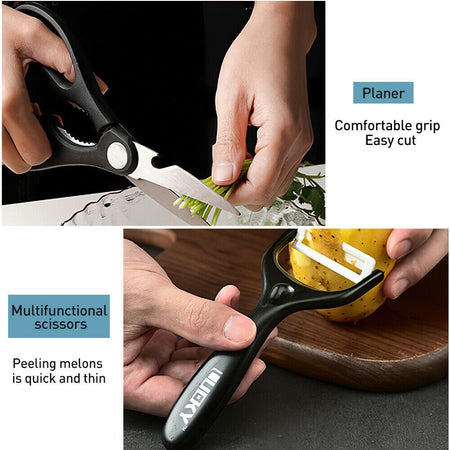 ZENG Kitchen Knives Sets Sharp Stainless Steel Chef Knife,Cleaver,Scissors Vegetable Fruit Peeler Unitly Knife Kitchen Tool Se