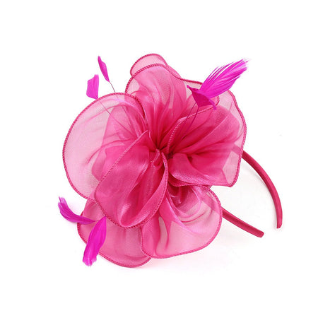 New Women's Organza Fascinators Feather Flower Kentucky Derby Hat Headdress Pillbox Hat for Wedding Tea Party Headwewar Clips