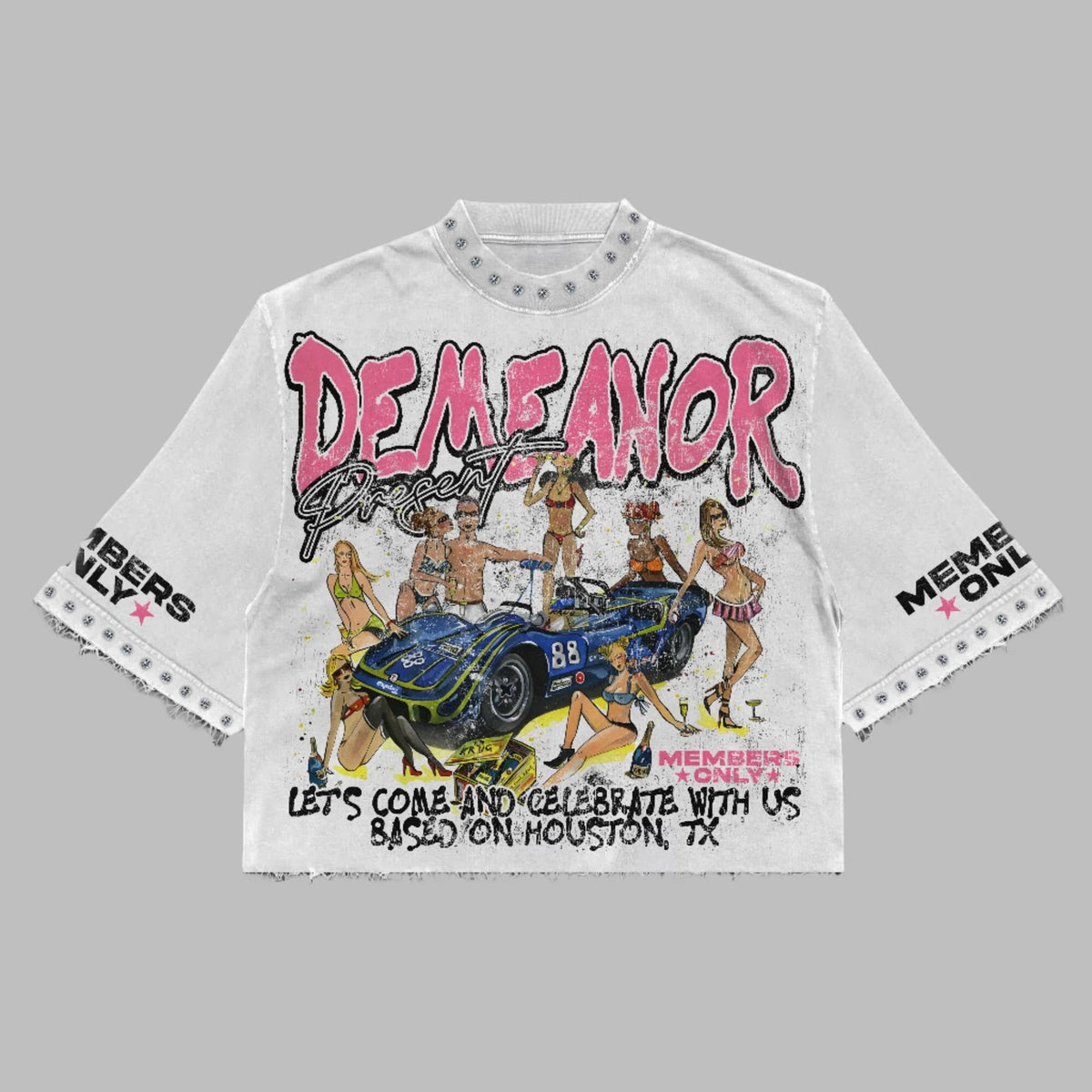 Womens Harajuku Klein Stone Embroidery Crop Tees Y2k Gothic Graphic Men Hip Hop Print Long Sleeves T Shirts Cotton Loose Tops