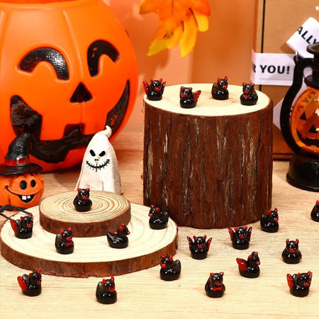 5/10 Pcs Mini Resin Halloween Black Ducks, Tiny Devil Duck Figurines Miniature for Home Micro Landscape Craft DIY Ornament