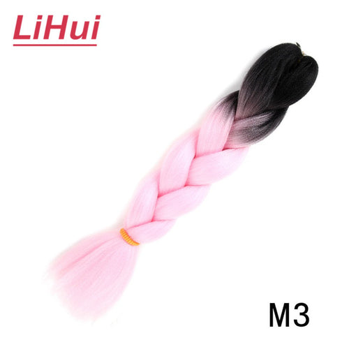 24 Inches Synthetic Braiding Hair Jumbo BraidOmbre Jumbo Hair Extension For Women DIY Hair Braids Purple Pink  Yellow Gray Lihu