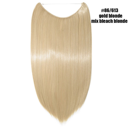 BENEHAIR Synthetic Invisible Wire No Clips In Hair Extensions Secret Fish Line Hairpieces Hair Extensions Fake Hair For Women