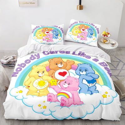 Cartoon Anime Care Bears Duvet Cover Set Kawaii Carebears Quilt Cover Pillowcase Set Bedding Set Kids Bedroom Decor Full Size