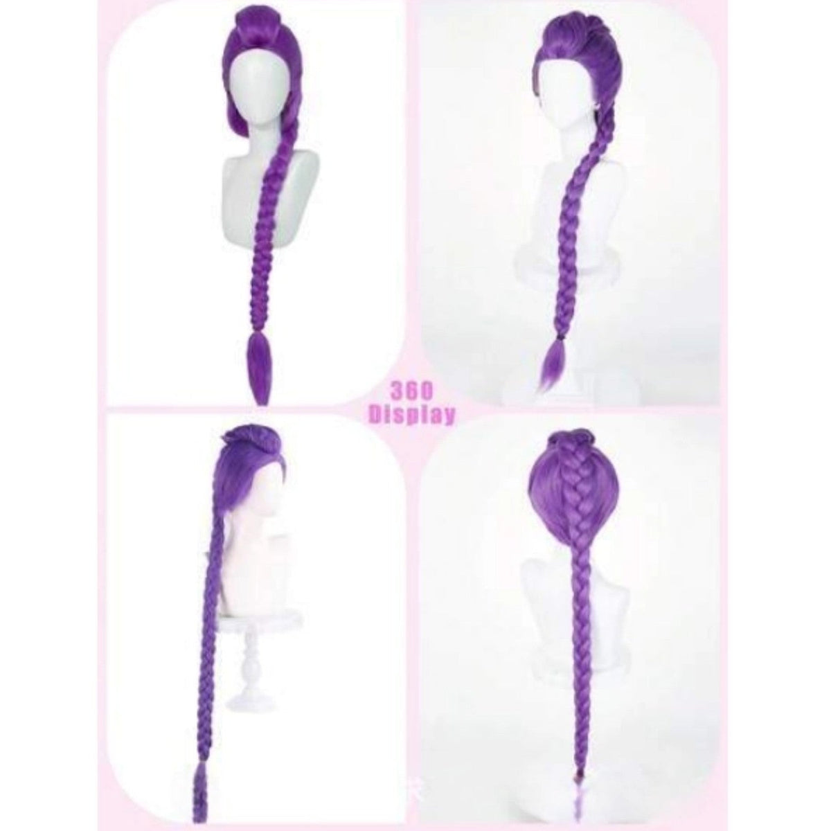 Ladies and gentlemen, Demon Hunter role-playing wig, anime costume synthetic wig purple braid accessories and props,  role-playi