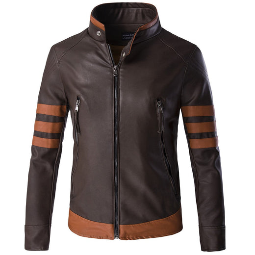 High-end Brand Men's Zipper Leather Jacket Wolverine Slim Fit Short Coat Retro Locomotive Logan Bomber PU Leather Jacket 5XL-M