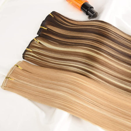 16 Clips in Hair Extensions 24Inchs Long Straight Hairstyle Synthetic Blonde Black Hairpieces Heat Resistant Fake Hair 6Pcs/Set