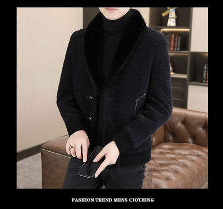 2024 Winter Woolen Jacket for Men Thick and Plush Warm Lapel Trench Coat Casual Business Wool Blends Social Streetwear Overcoat