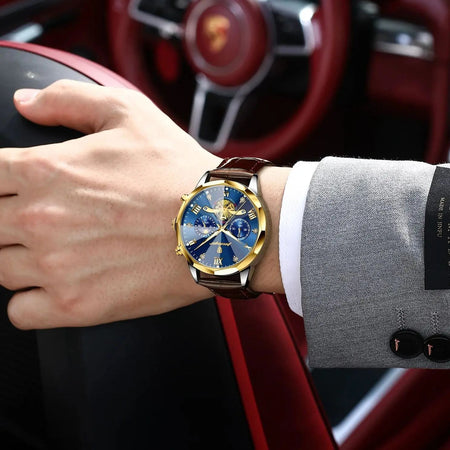 POEDAGAR Military Luxury Men Wristwatch Quartz Waterproof Luminous Chronograph Leather Man Watch Sports Men's Watches Male Reloj
