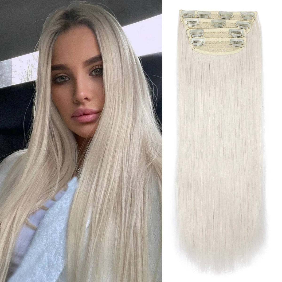 4Pcs/Set 20Inch Synthetic Hair Clip In Long Wavy Thick Hairpieces For Women Full Head Synthetic extenciones para el cabello