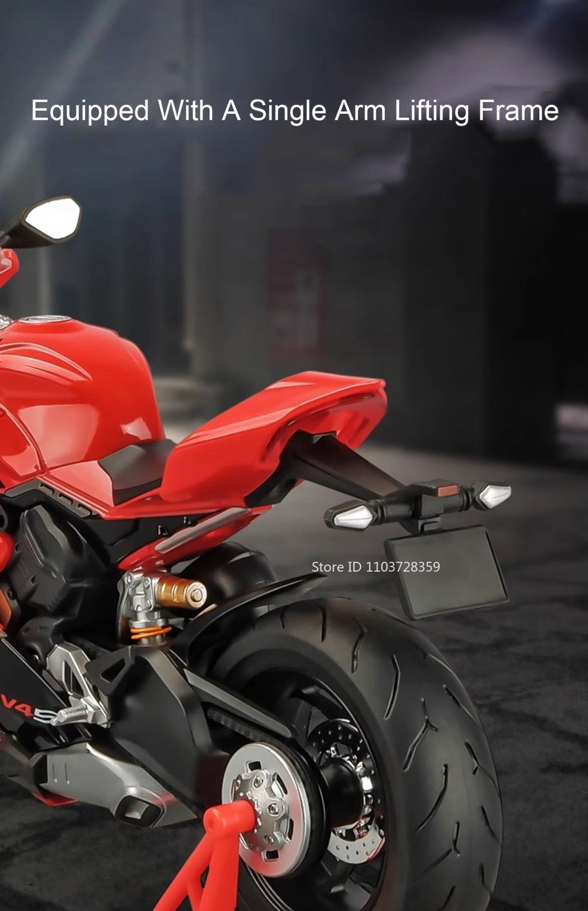 1:9 Scale 1299 V4S Miniature Motorbike Toy Models Alloy Diecast Sound Light Shock Absorption Ornament Motorcycles for Kids Gifts
