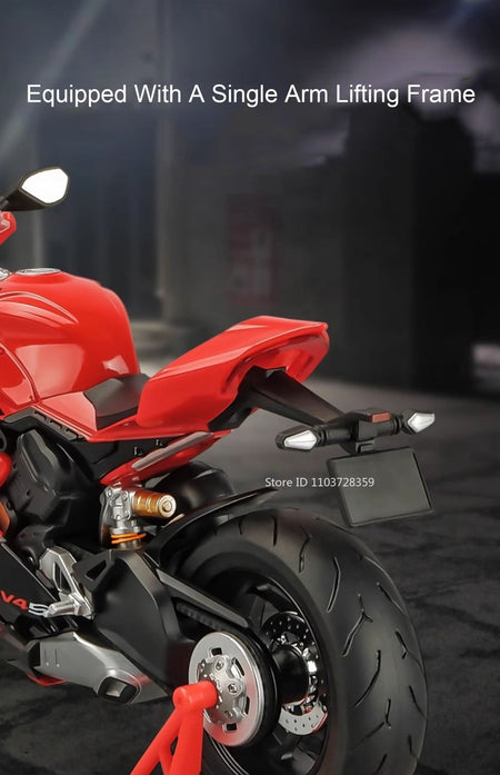 1:9 Scale 1299 V4S Miniature Motorbike Toy Models Alloy Diecast Sound Light Shock Absorption Ornament Motorcycles for Kids Gifts