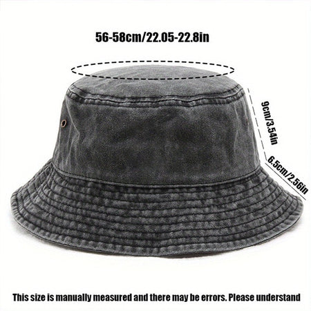 Panda Embroidery Washed Cotton Bucket Hat for Men Women Vintage Wide Brim Sun Protection Adjustable Outdoor Fishing Beach Cap