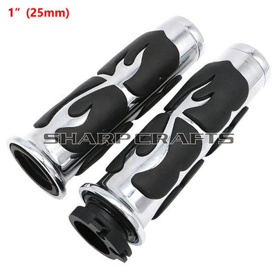 1" 25mm & 7/8'' 22mm Billet Rubber Flame Spike Hand Grips For Harley Honda Kawasaki Suzuki Yamaha  Bikes Cruiser Chopper Custom