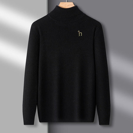 Hot Sales Autumn Winter New Men's Long Sleeve High Neck Pullover Sweater Luxury Quality Print Soft Warm Knitted Fashion Menswear