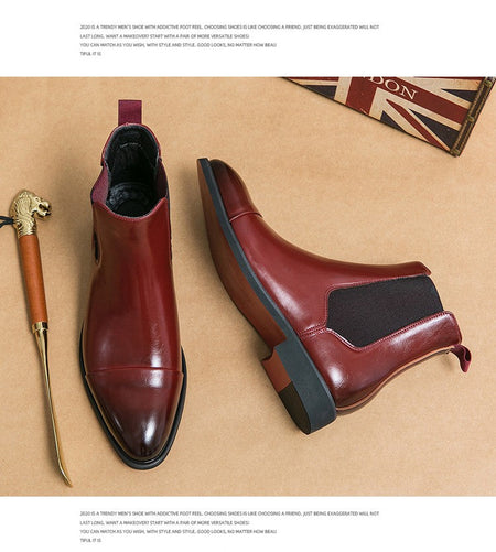 Chelsea Men's Boots with Red Sole, Ankle, Business Round Toe Slip on Sleeve Aura, Men's Boots Size 38-46 Men's Shoes Men's Boots