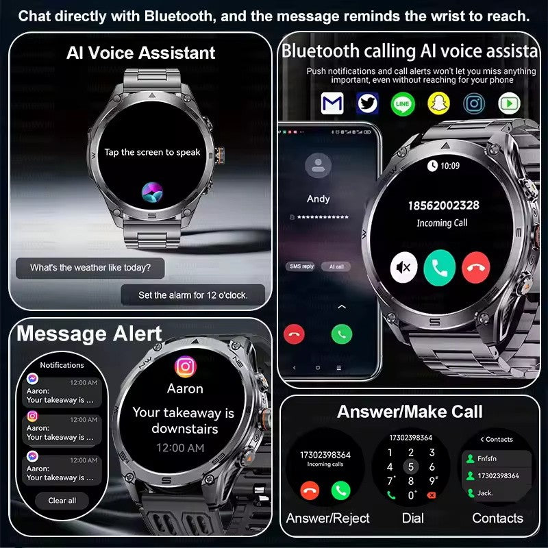 2025 New Military T-Rex 3 Ultra GPS Smart Watch 1000mAh Battery 10ATM Waterproof Compass Flashlight Sports trackr Smartwatch Men
