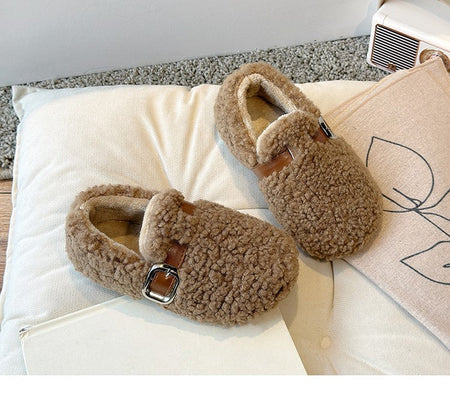 Winter Children's Shoes 2025 New Girls Fluffy Cotton Shoes Soft Bottom Non-slip Kids Fashion Simple Plush Shoes Trend Versatile