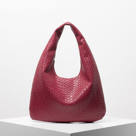 Vintage Faux Woven Leather Shoulder Bag, Women's Handbag, Large Capacity Tote Bag, Crescent Bag, Zipper Underarm Bag, Daily Commuter Bag (Random Pattern)