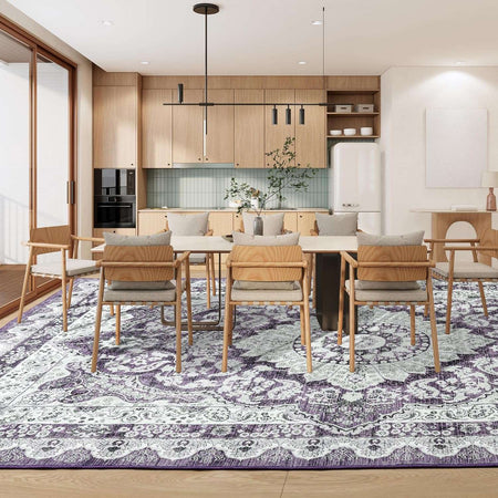 Area Rugs for Living Room, Machine Washable Vintage Rug, Non-Slip Low Pile Throw Rugs with Rubber Backing Washable Carpet
