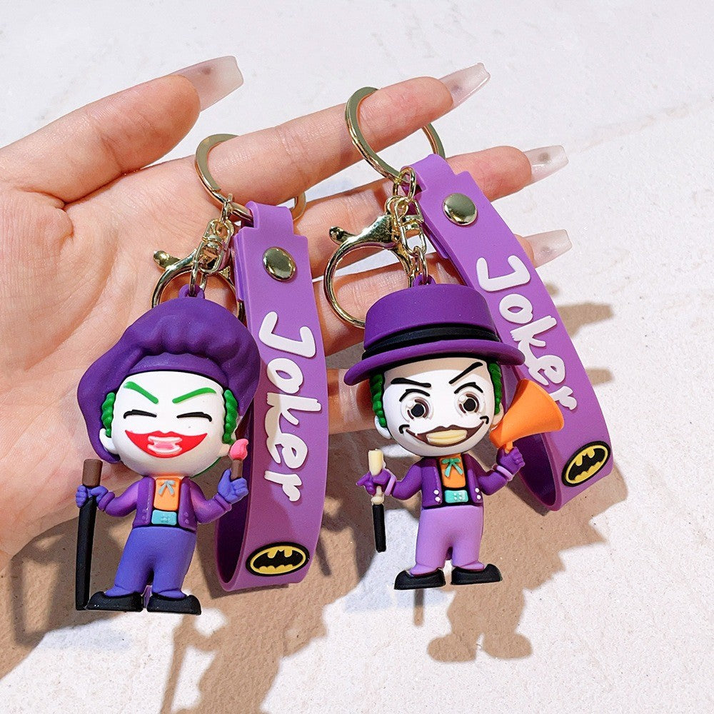Anime Harley Quinn cartoon Marvel Batman Joker image doll bag keychain cute pendant Wonder Woman car accessories keychain
