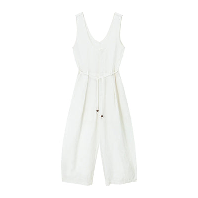 Colne U-Neck Linen Blend Vest And Knife Pleat One-Piece Pants Women's Fashion Design Sensation Tianli Material Long Pants