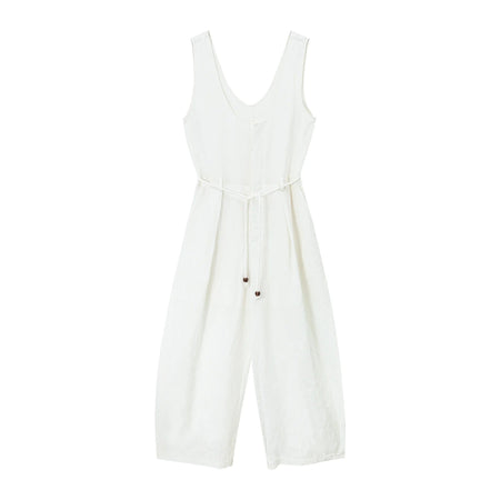 Colne U-Neck Linen Blend Vest And Knife Pleat One-Piece Pants Women's Fashion Design Sensation Tianli Material Long Pants