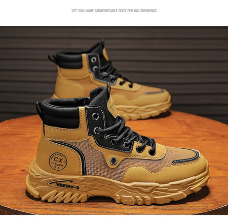 Men's work boots winter lace-up men's shoes warm safety platform size 44 Promotion designer anti-slip fashion