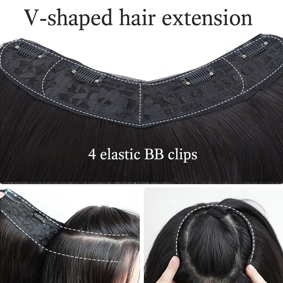 Synthetic layered V-shaped hair extension wig women's heat-resistant clip hair wig atmosphere long curly hair