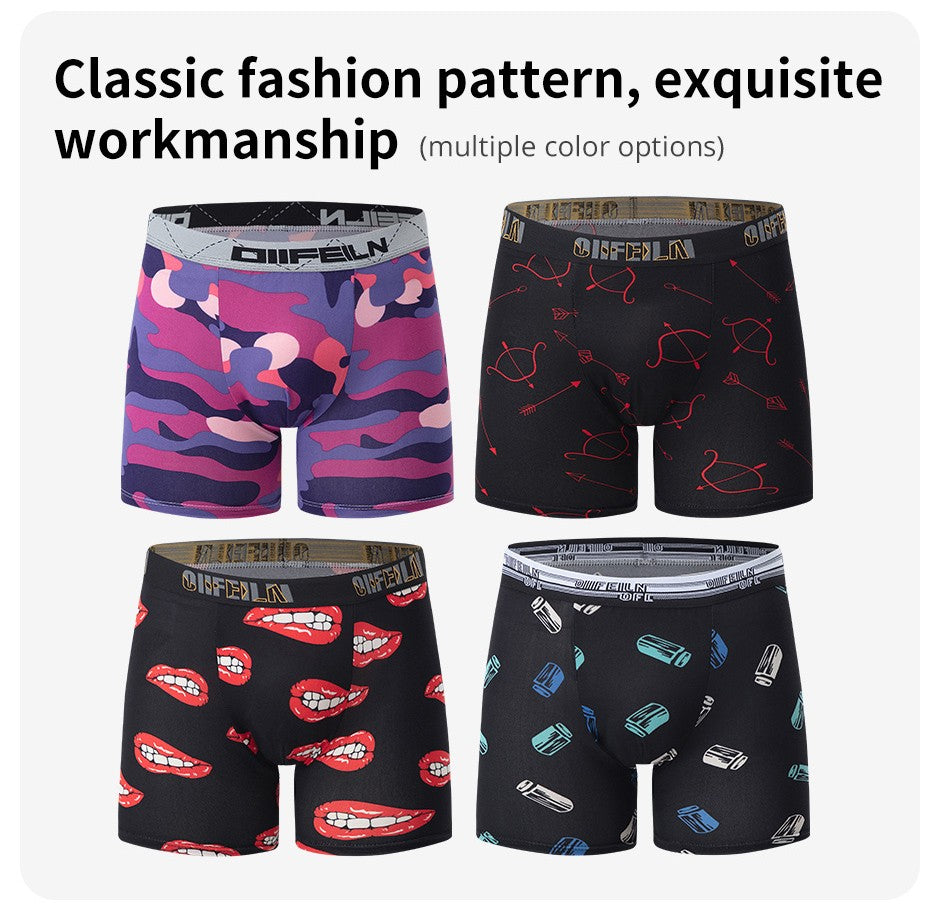 5/7/10 Pcs Men's Long Sports Parent-child Underwear Teenagers To Adults Multi-size Mix And Match Boyshort Elastic Waist Shorts