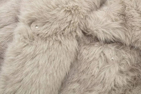 HH 2025 Vintage Women Cropped Faux Fur Jacket Long Sleeve Turn-Down Collar Female Plush Wool Coats Chic Lady Fur Outerwear