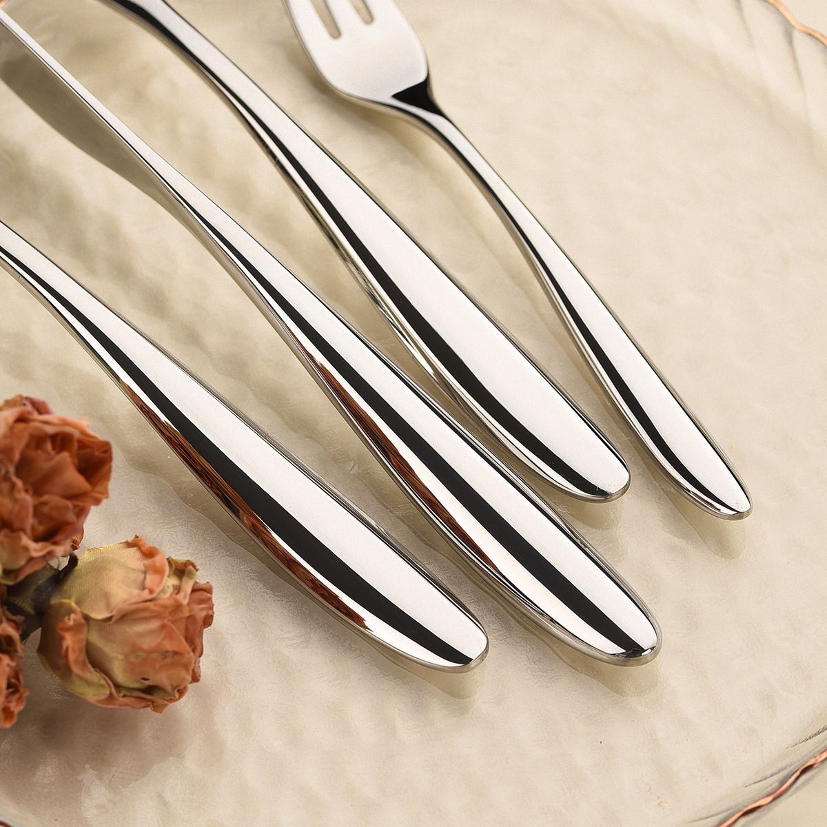 5Pcs 304 stainless steel tableware set steak knife fork cutlery set restaurant kitchen Home commercial high-end dinnerware